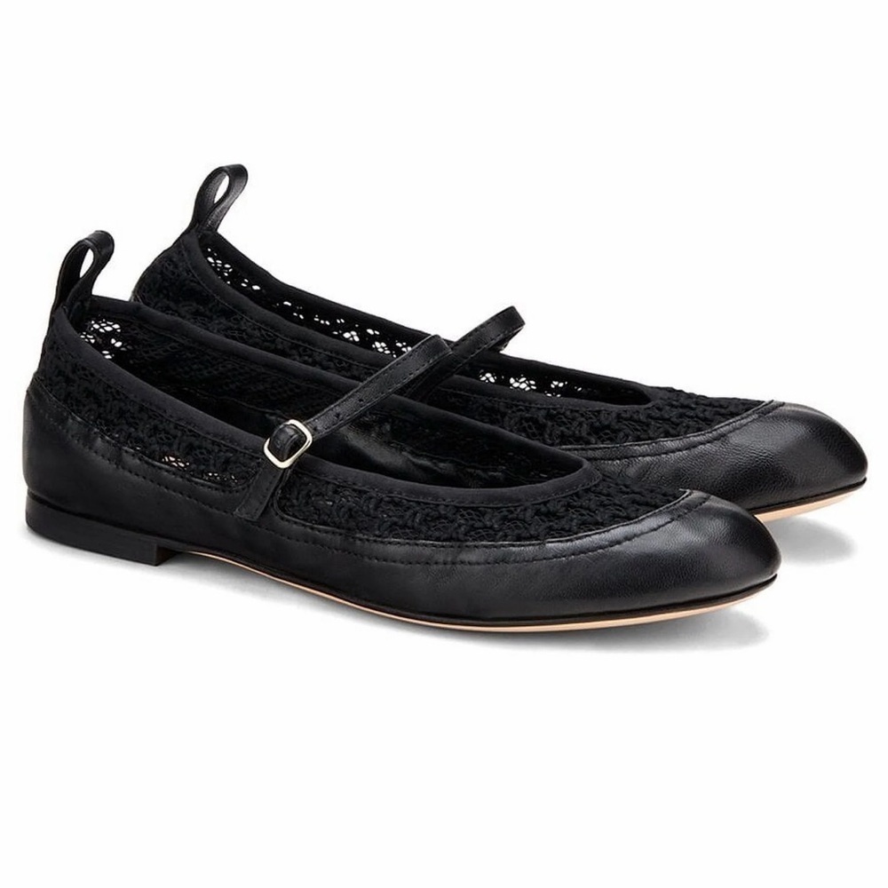 AGL Black leather Mary Jane ballei flats size EU 41 US 11 NWT made in italy